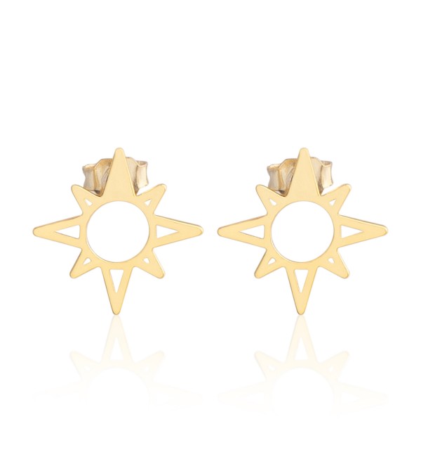 1 Pair Gold Plated Star Earring, Gold Plated Brass North Star Stud Earrings, Brass Earring Stud, Brass Earring Post, Jewelry Supplies GLD-1696