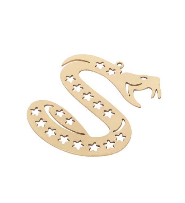 Raw Brass Snake Charm, Stars on Snake Earring Charm, Laser Cut Brass Jewelry Making Supplies, Brass Earring Charms RW-1920