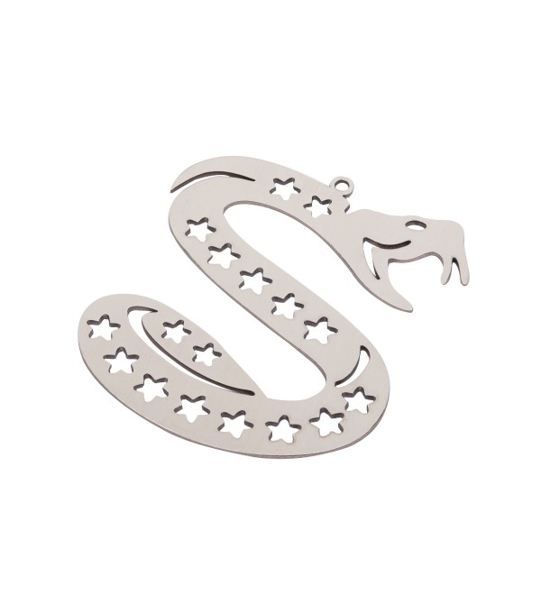 Stainless Steel Snake Charm, Stars on Snake Earring Charm, Laser Cut Steel Jewelry Making Supplies Earring Charms STL-3920