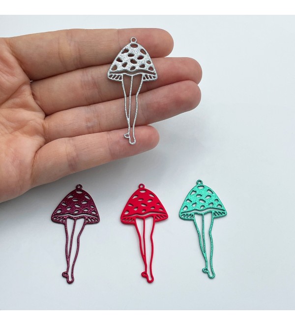 Mushroom Charm, Colored Mushroom Legs Charm Pendant, Painted Stainless Steel Mushroom Earrings Laser Cut Jewelry Making Supplies P-1341