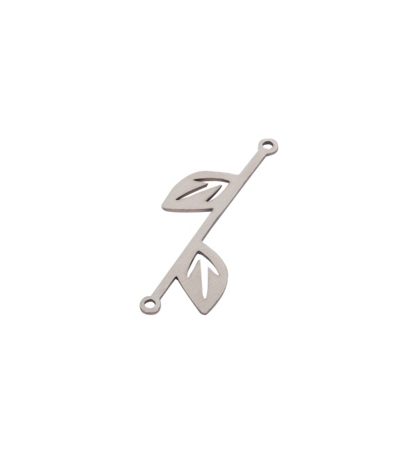 Stainless Steel Leaf Charm, Branch Charm Pendant, Flower Stalk Charm, Laser Cut Jewelry Components, Steel Jewelry Supplies STL-3915