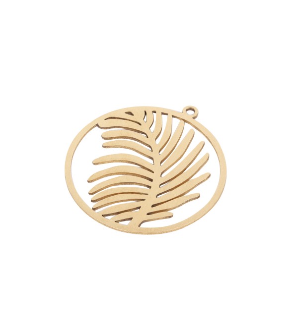 Raw Brass Leaf Round Earring Charms, Brass Branch Pendant, Leaves Charm, Laser Cut Flower, DIY Jewelry Making Supplies 30x32x0.80mm RW-1014