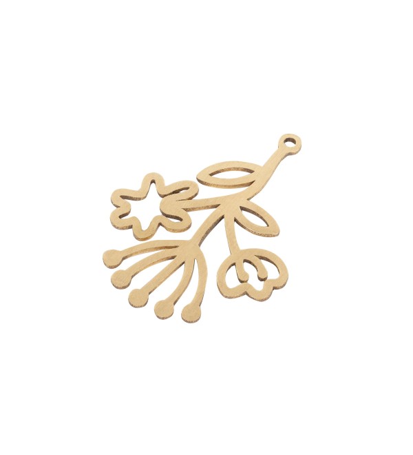 Raw Brass Flower Charm, Leaf Charm Pendant, Brass Earring Charms, DIY Craft Supplies, Laser Cut Jewelry Supplies 22x30x0.80mm RW-1927