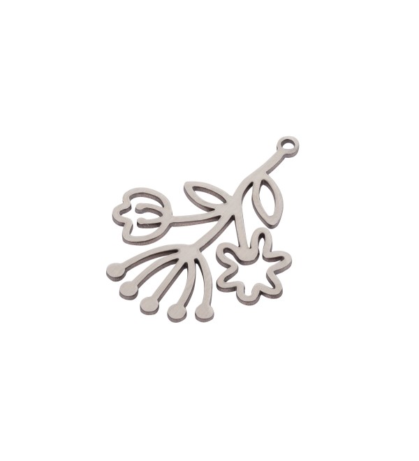 Stainless Steel Flower Charm, Leaf Charm Pendant, Steel Earring Charms, DIY Laser Cut Jewelry Making Supplies 22x30x0.80mm STL-3927