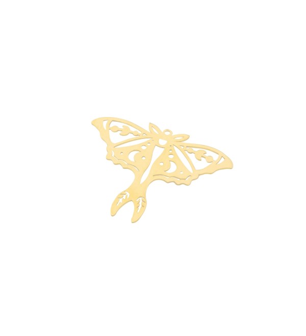 Raw Brass Butterfly Charm, Crescent Moon Moth Charm, Brass Earring Charms Findings, Laser Cut Jewelry Making Supplies 35x44x0.8mm RW-1935