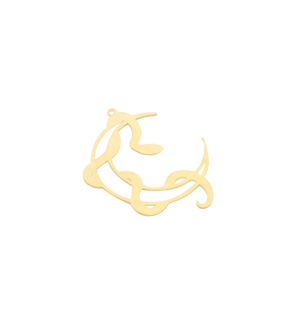 Raw Brass Snake Charm, Crescent Moon Snake Charm, Brass Earring Charms, Brass Components Laser Cut Jewelry Supplies RW-1939