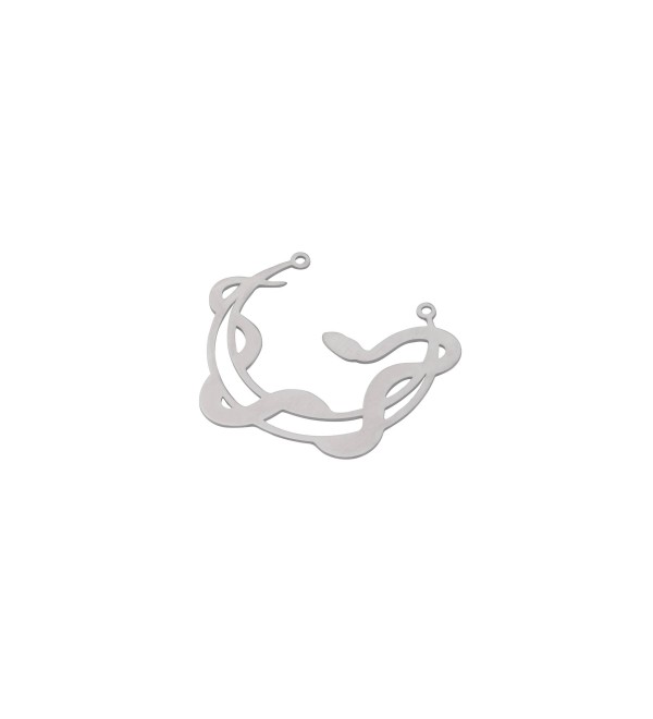 Stainless Steel Snake Charm, Steel Moon Connector 2 Holes, Crescent Moon Snake Charm, Steel Earring Charms Supplies STL-3943