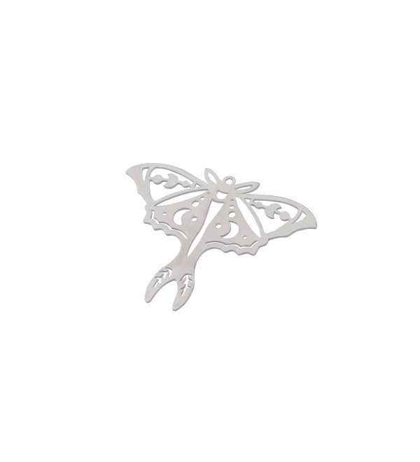 Stainless Steel Butterfly Charm, Crescent Moon Moth Charm, Steel Earring Charms Findings, Laser Cut Jewelry Supplies 35x44x0.8mm STL-3935