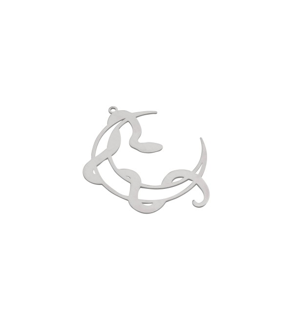 Stainless Steel Snake Charm, Crescent Moon Snake Charm, Steel Earring Charms Components Laser Cut Jewelry Supplies STL-3939