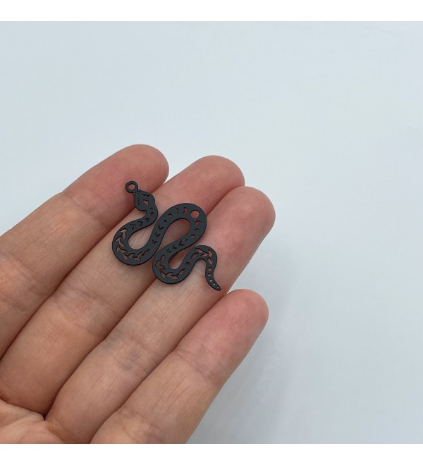 Black Snake Charm, Stainless Steel Earring Charms, Celestial Charms, Moon Phases Snake Charm, Laser Cut Jewelry Making Supplies P-1184