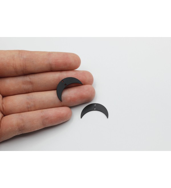 Black Plated Moon Connector, Crescent Moon Charm, Crescent Moon Connector, Moon Earring Charm, Laser Cut Jewelry Making Supplies P-1022