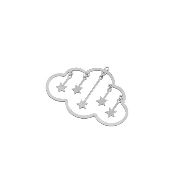 Stainless Steel Cloud Earring Charm, Dangle Cloud and Stars Charm, Surgical Steel Earring Charms, Laser Cut Jewelry Making Supplies STL-3946