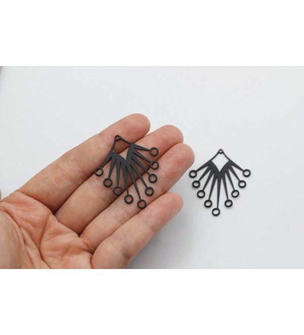 Black Geometric Earring Charm, Sun Earring Connector Charm, Steel Earring Connectors Findings, Laser Cut Jewelry Supplies P-1195