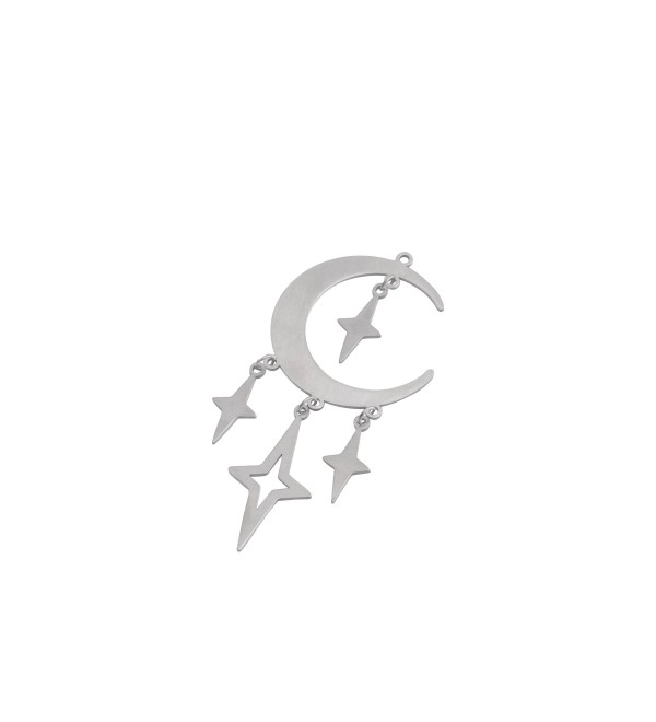 Stainless Steel Moon Charm, Moon and Stars Dangle Earring Charm, Steel Earring Charms, Laser Cut Earring Components STL-3948