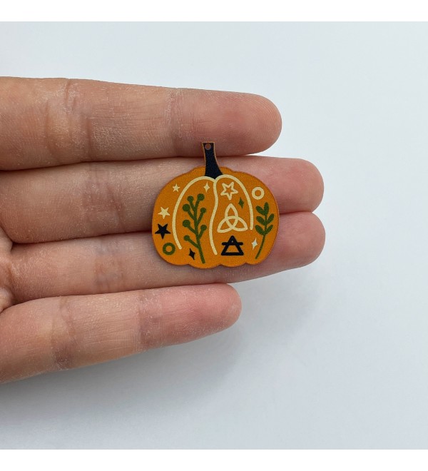 Pumpkin Charm, Halloween Charms, Stainless Steel Earring Necklace Charms, Painted Brass Stainless Steel Charms Pumpkin Pendant PTD-1064