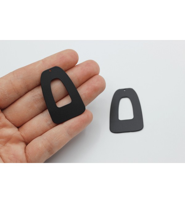 Black Rectangle Charm, Geometric Rectangle Earring Connector Charm, Oval Earring Connector Charm, Earring Hoops, Jewelry Supplies P-1200