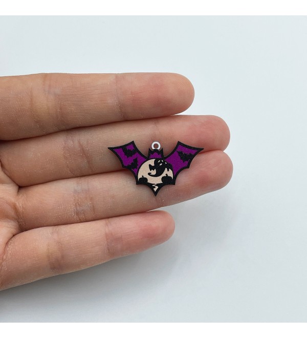 Purple Bat Charm, Stainless Steel Bat Ghost Pumpkin Charm, Colored Halloween Charms, DIY Jewelry Making Supplies PTD-1078