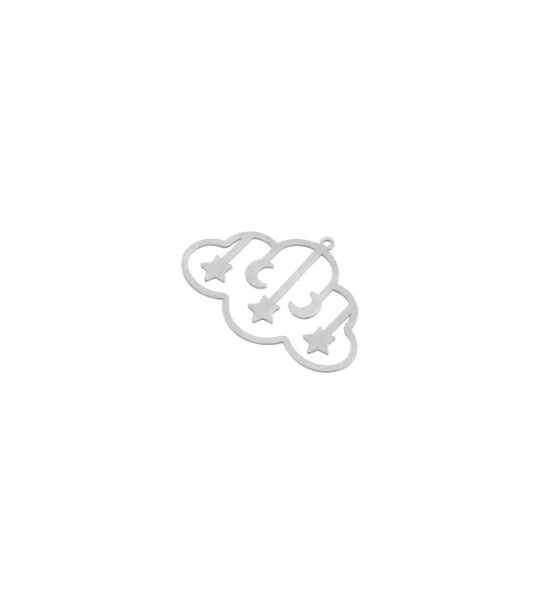 Stainless Steel Cloud Charm, Crescent Moon and Stars Charm, Celestial Charms for Jewelry Making, Laser Cut Jewelry Supplies STL-4019