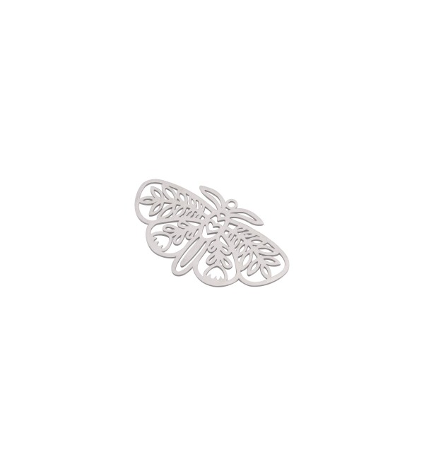 Steel Butterfly Charm, Leaf on Moth Charm, Stainless Necklace Earring Charms, Surgical Steel Jewelry Supplies STL-4015