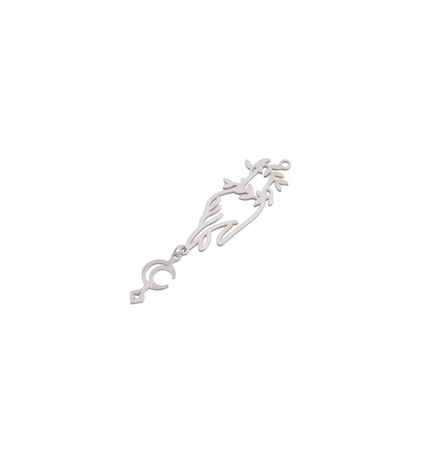 Stainless Steel Hand Charm, Laser Cut Crescent Moon Charm, Leaves on Hand Charm, Steel Jewelry Making Accessories Findings STL-4052