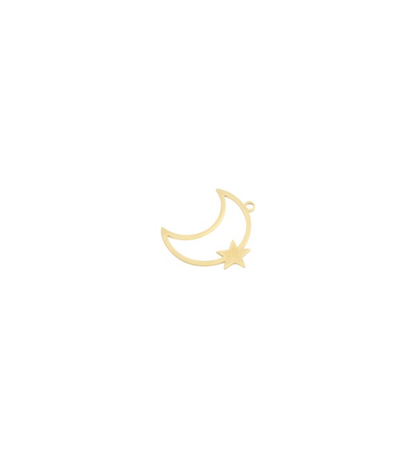 Raw Brass Crescent Moon Charm, Abstract Outline Moon Pendant, Moon and Star Earring Charm, Jewelry Findings, Laser Cut Jewelry RW-2035