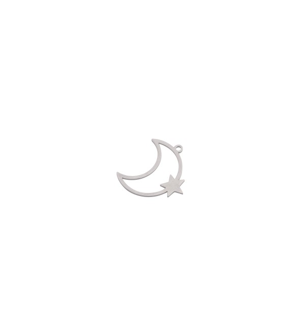 Stainless Steel Crescent Moon Charm, Abstract Outline Moon Pendant, Moon and Star Earring Charm, Laser Cut Jewelry Supplies STL-4035