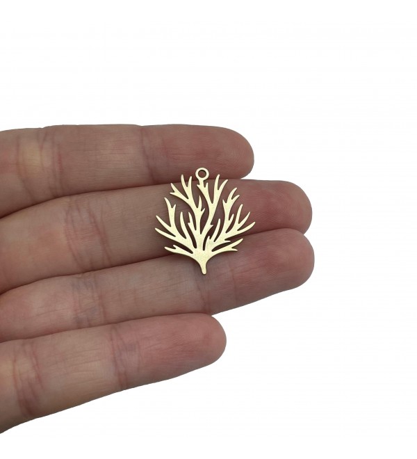 Raw Brass Coral Branch Charm, Coral Reef Charm, Brass Tree Charm, Brass Earring Charms, Laser Cut Jewelry Making Supplies RW-2059