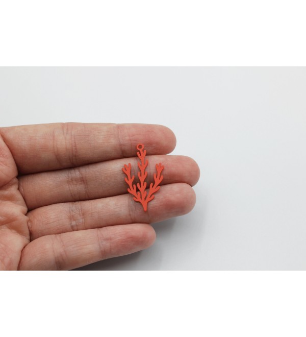 Coral Branch Earring Charm, Leaf Pendant Charm, Pink Coral Charm, Laser Cut Earring Findings, Steel Jewelry Making Supplies P-2062