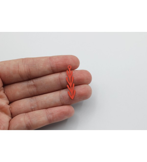 Pink Coral Branch Charm, Coated Steel Leaf Charm, Stainless Steel Earring Charms, Jewelry Making Supplies Findings P-2064