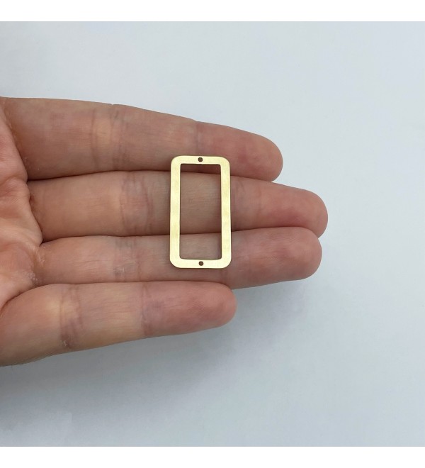 Raw Brass Rectangle Earring Connector, Rectangle Open Hoop 2 Hole Link, Elongated Earring Frames Jewelry Making Supplies RW-2057