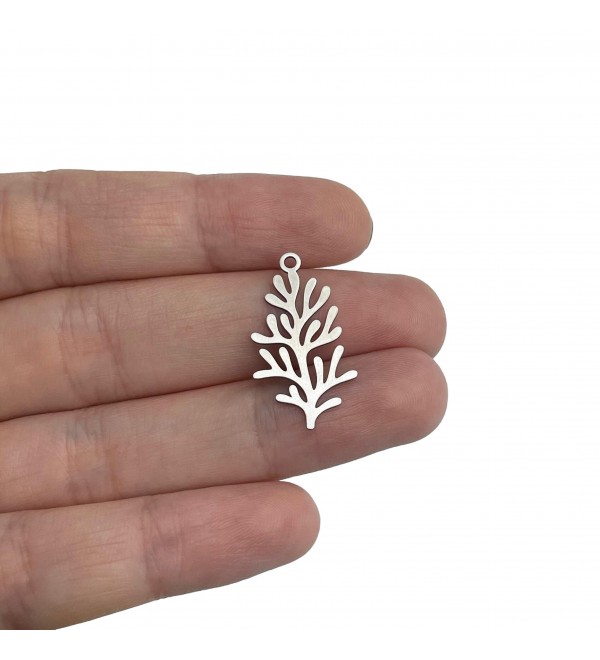 Stainless Steel Coral Charm, Steel Leaf Charm, Tree Leaf Plant Charm, Stainless Steel Earring Charms, Jewelry Making Supplies STL-4063