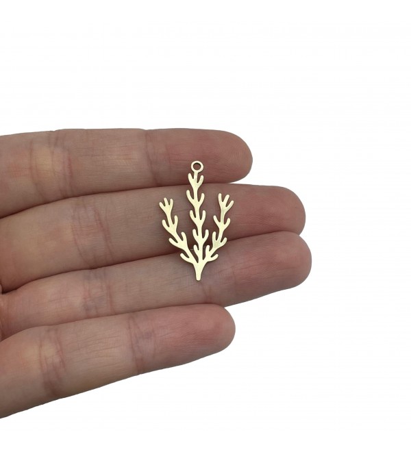 Raw Brass Leaf Charm, Coral Branch Charm, Brass Tree Charm, Laser Cut Earring Charms, Brass Jewelry Making Supplies RW-2062