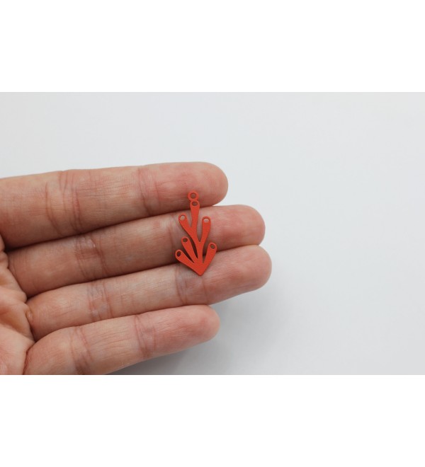 Coral Branch Charm, Pink Coral Charms, Steel Earring Connectors, Leaf Earring Charms, DIY Jewelry Making Supplies P-2067