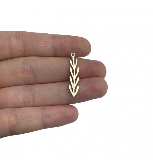 Raw Brass Leaf Charm, Brass Coral Branch Charm, Laser Cut Jewelry Findings, Jewelry Making Supplies 7x29x0.80mm RW-2064