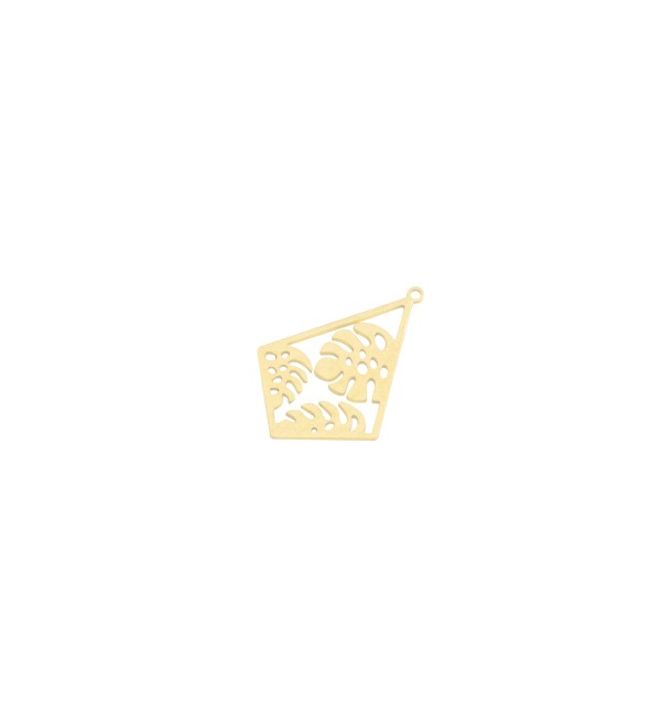 Raw Brass Monstera Leaf Charm, Brass Rhombus Charm, Plant Charms for Jewelry Making, Laser Cut Earring Charms RW-2050