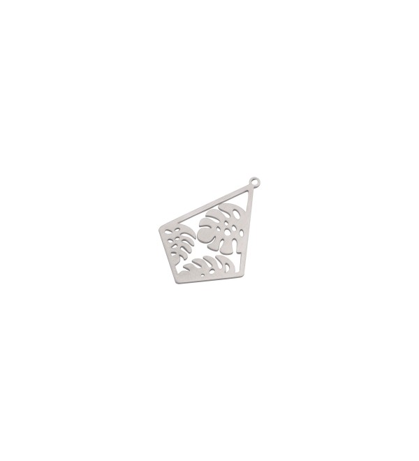 Stainless Steel Monstera Leaf Charm, Steel Rhombus Charm, Plant Charms for Jewelry Making, Laser Cut Earring Charms STL-4050