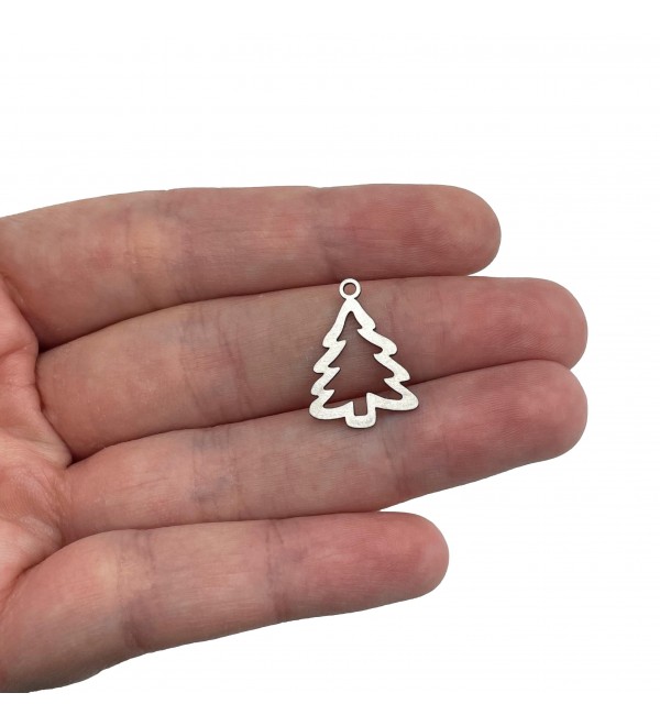 Small Stainless Steel Tiny Christmas Tree Charm, Christmas Charms for Jewelry Making, Holiday Jewelry, Laser Cut Jewelry STL-4101