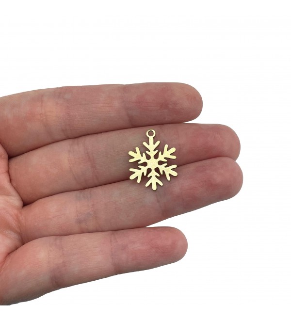 Brass Snowflake Charm, Tiny Snowflake Pendant, Christmas Winter Holiday Charms, Dainty Charms, Jewelry Making Supplies RW-2105