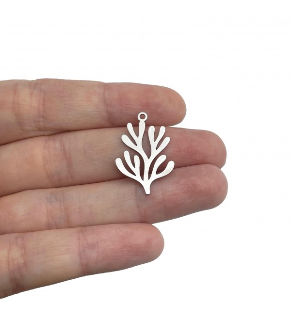 Stainless Steel Coral Charm, Leaf Charm, Tree Leaf Plant Charm, Laser Cut Jewelry Making Supplies, Steel Jewelry Findings STL-4061