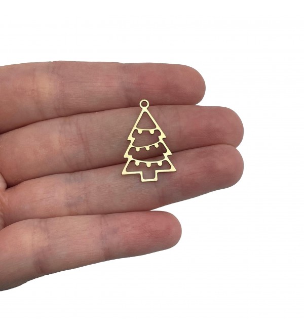 Christmas Tree Brass Charm, Tree Charms, Christmas Raw Brass Jewelry Findings, DIY Necklace Earring Charms, Jewelry Making Supplies RW-2097