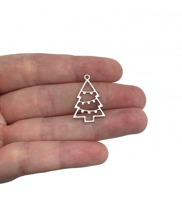 Christmas Tree Charm, Steel Tree Charms, Christmas Jewelry Findings, DIY Necklace Earring Charms, Laser Cut Jewelry Making Supplies STL-4097