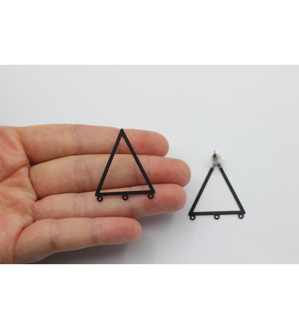 1 Pair Black Triangle Stud Earrings, Large Triangle Earring Studs, Geometric Earring Stud, Earring Posts, Earring Connector Findings P-1468