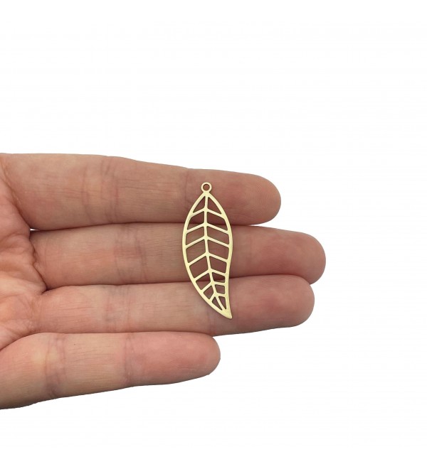 Brass Leaf Charms, Geometric Leaf Charm Pendant, Raw Brass Earring Charms For Jewelry Making, Jewelry Making Findings RW-2170