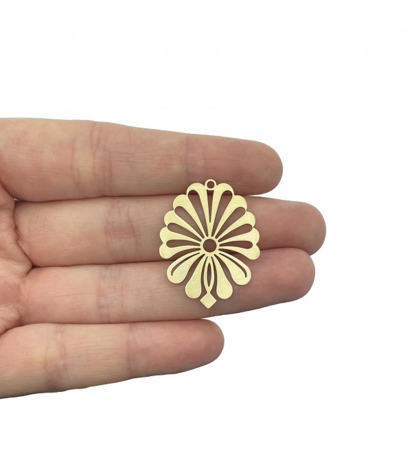 Raw Brass Geometric Earring Charm, Brass Flower Charm, Art Deco Charms, Handmade Jewelry Supplies, Earring Accessories RW-2157