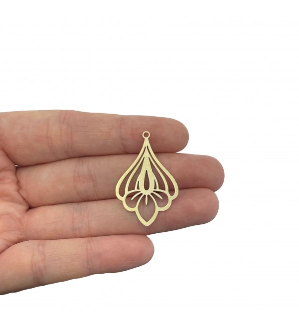 Brass Flower Charm, Lotus Charm Pendant, Drop Flower Charms, Laser Cut Earring Charms, DIY Jewelry Making Findings Supplies RW-2168