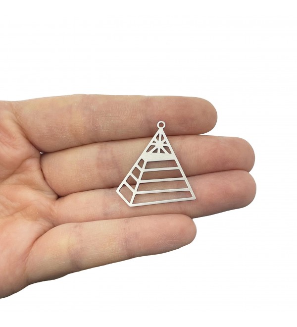 Stainless Steel Pyramid Charms, Steel Triangle Charms, Geometric Earring Charms, Pyramid Pendant, Laser Cut Jewelry Making Supplies STL-4162