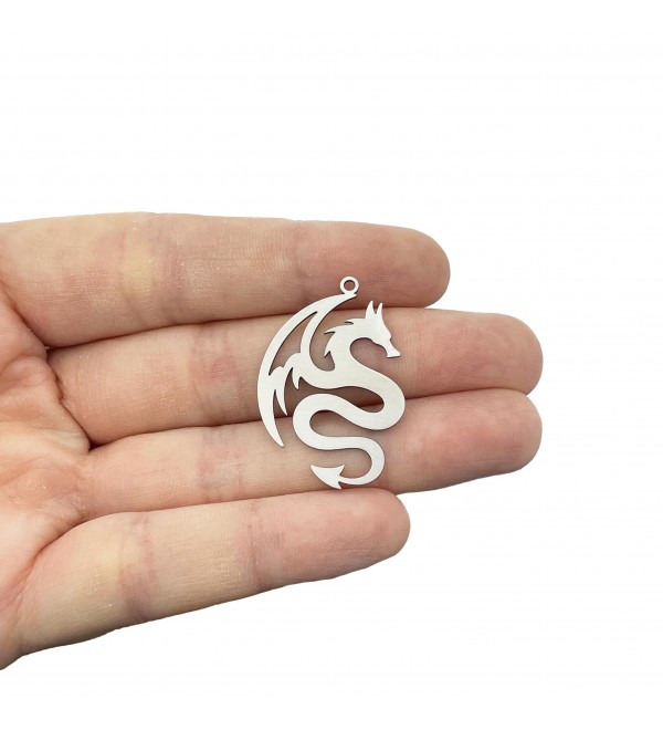 Steel Dragon Charm, Dragon Pendant, Steel Earring Charms, Jewelry Making Supplies Findings, Laser Cut Jewelry STL-4165