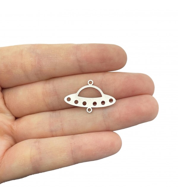 Stainless Steel Spaceship Charm, UFO Alien Charms, Steel Jewelry Making Supplies, Earring Connectors, Laser Cut Charms STL-4166