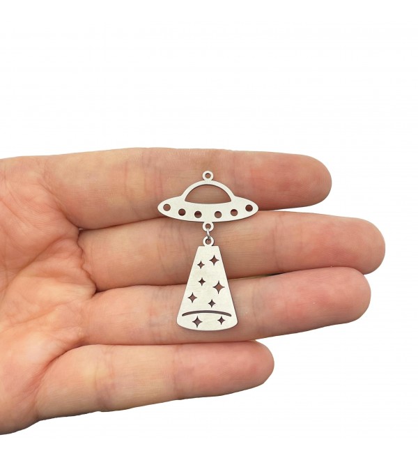 Steel UFO Spaceship Charm, Spacecraft Charms Pendant for DIY Earring Necklace Key Chain Laser Cut Jewelry Making Accessories STL-4176