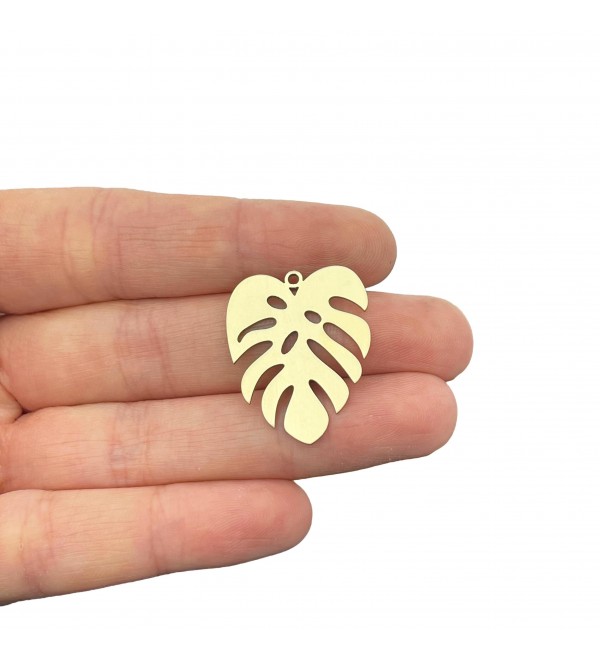 Raw Brass Monstera Earring Charms, Brass Leaf Charms for Jewelry Making, Laser Cut Leaves Pendant With Loop, Botanical Charms RW-2183